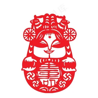 中国娃娃剪纸