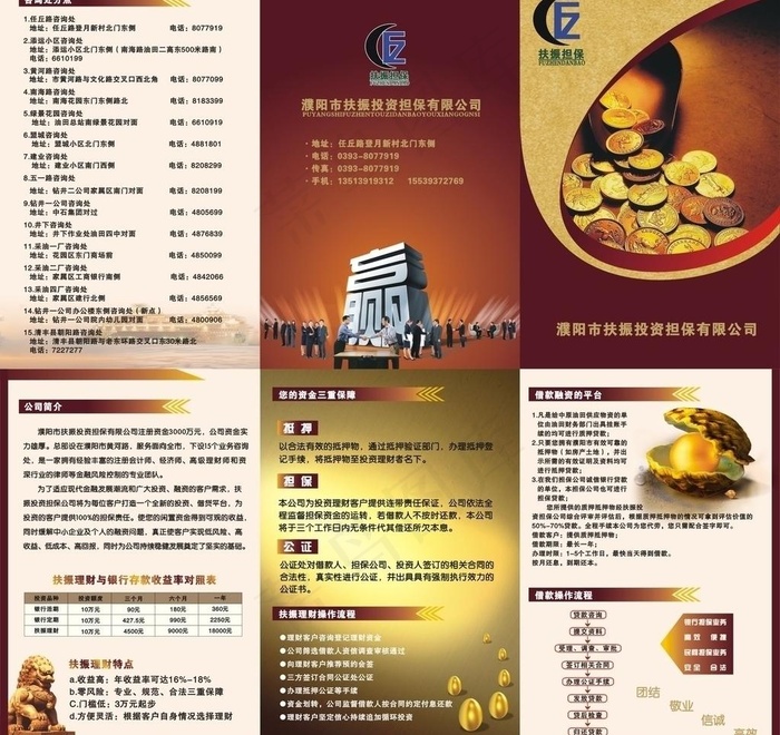 扶振投资担保公司三折页图片cdr矢量模版下载