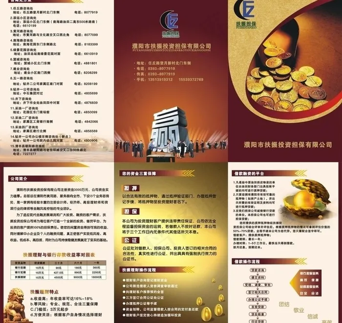 扶振投资担保公司三折页图片cdr矢量模版下载