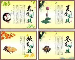 春夏秋冬饮食展板