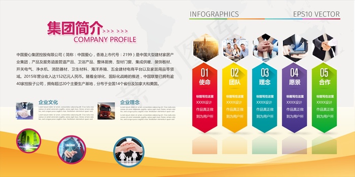 公司文化墙cdr矢量模版下载
