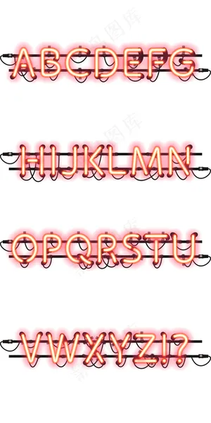 创意霓虹灯彩色英文设计矢量图