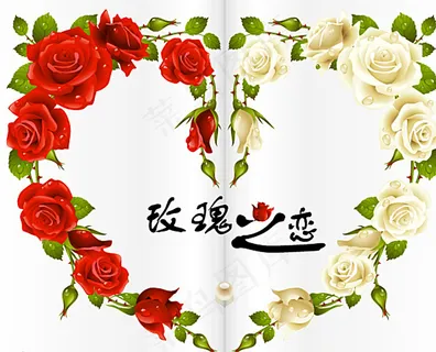 红白玫瑰心形花环 红白玫瑰心形花环