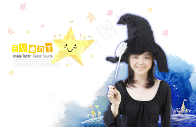 魔法 可爱 卡通(4000X2600(DPI:300))psd模版下载