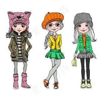 创意时尚卡通美女素材