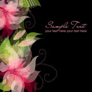 花在黑色背景矢量的梦想