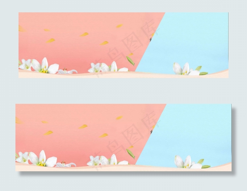清新白色花朵banner背景素材