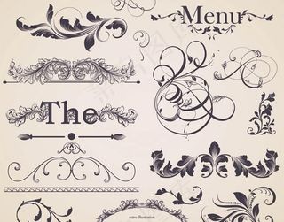 欧式华丽餐厅菜单花纹矢量素材