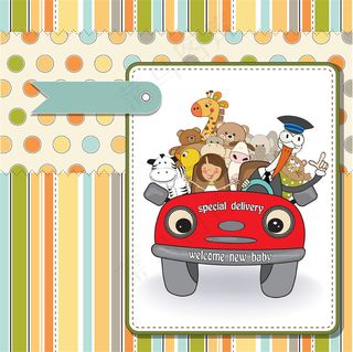 红色汽车上的各种动物图片1