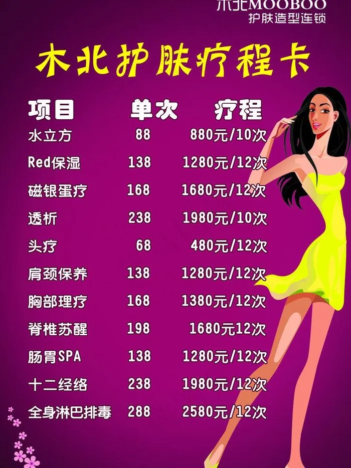 木北护肤疗程卡图片(2480X3508(DPI:300))psd模版下载