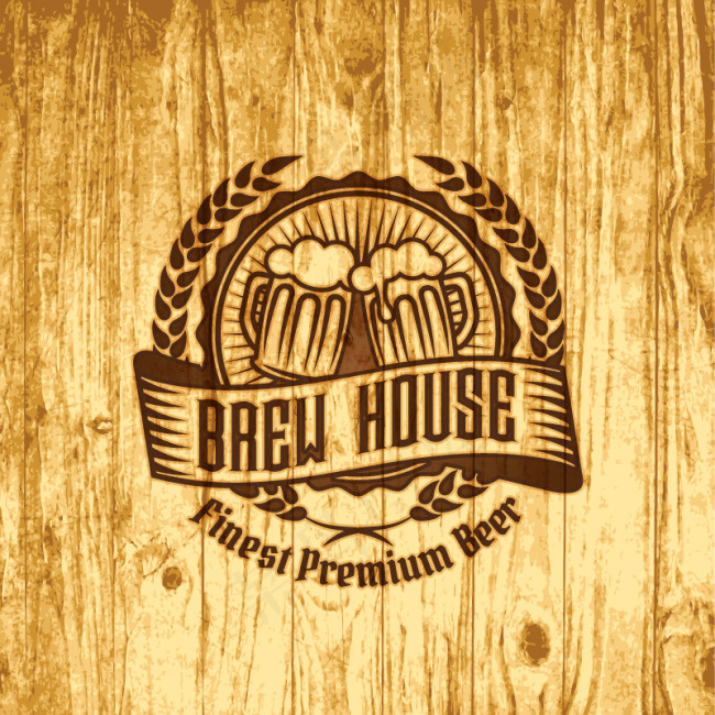 啤酒印戳木纹背景