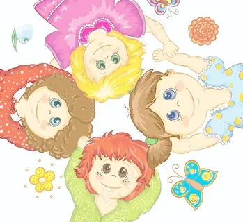 孩子们手拉手矢量插画