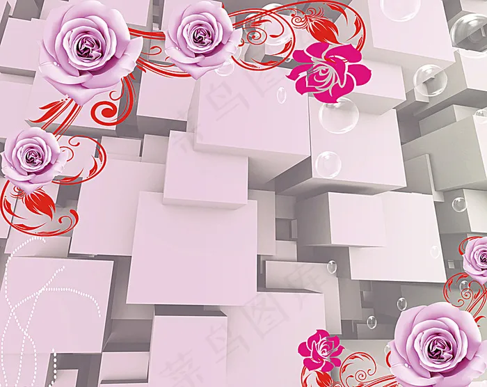 3D花图片psd模版下载