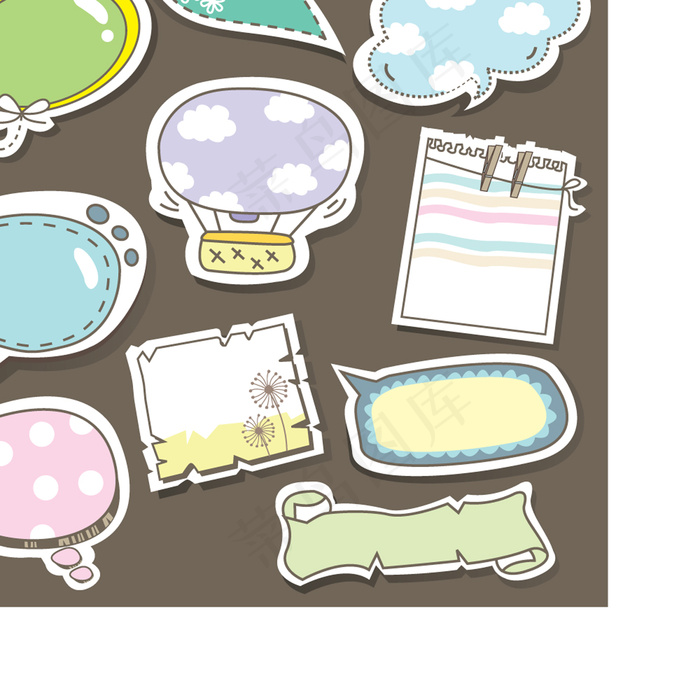 可爱卡通贴纸矢量图1