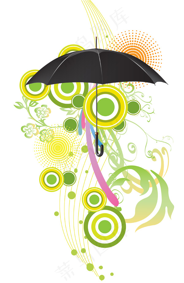 雨伞时尚同心圆花纹PSD分层psd模版下载