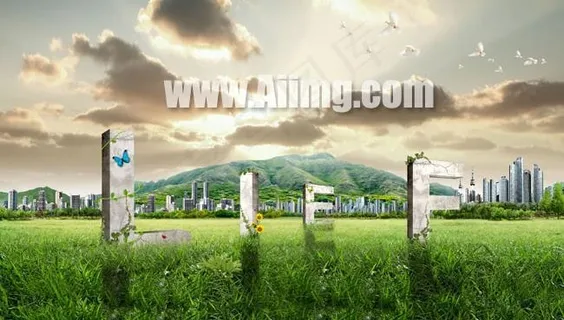 野外风景字体PSD素材