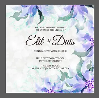 蓝色花朵婚礼邀请函矢量素材