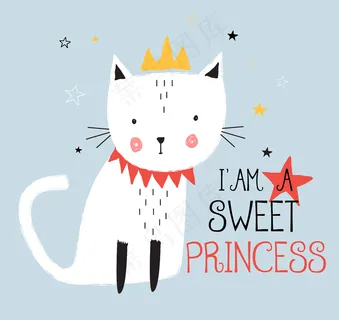 猫狗北欧装饰插画手机壳T恤图案矢量...