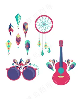 羽毛风铃生活元素素材装饰品