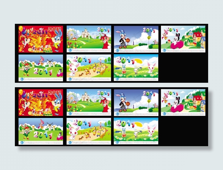卡通2011兔年新年台历PSD分层模板2