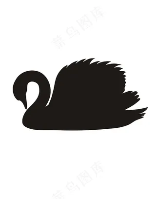 天鹅剪影卡通动物