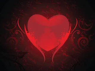 亲吻的情侣在破旧的红色的心