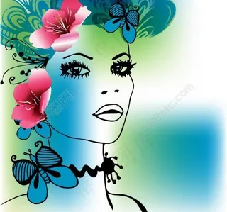 春天花纹美女图片