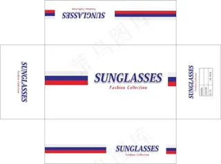 简洁灰蓝红三色调眼镜包装盒设计