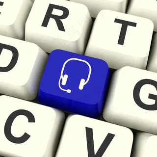 耳机符号电脑钥匙显示通讯和在线帮助