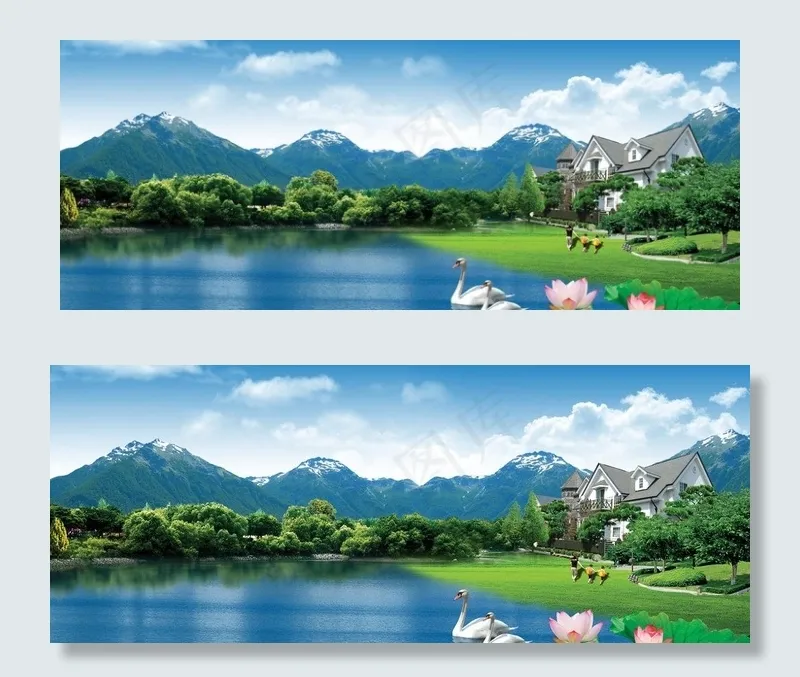 山水画图片(2598X1181(DPI:300))psd模版下载