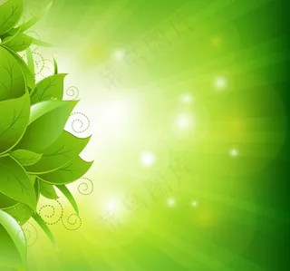绿叶光芒梦幻背景图片