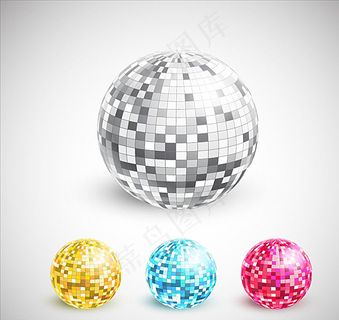 彩色迪斯科球矢量素材图片
