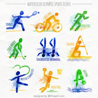 水彩画的奥林匹克运动