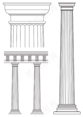 精美复古欧式罗马柱矢量素材