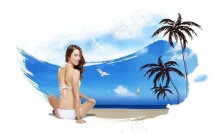 海滩美女图片