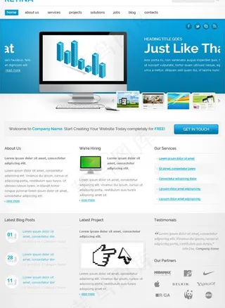 蓝色公司网站模板图片