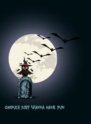 万圣节的背景与猫头鹰矢量插画