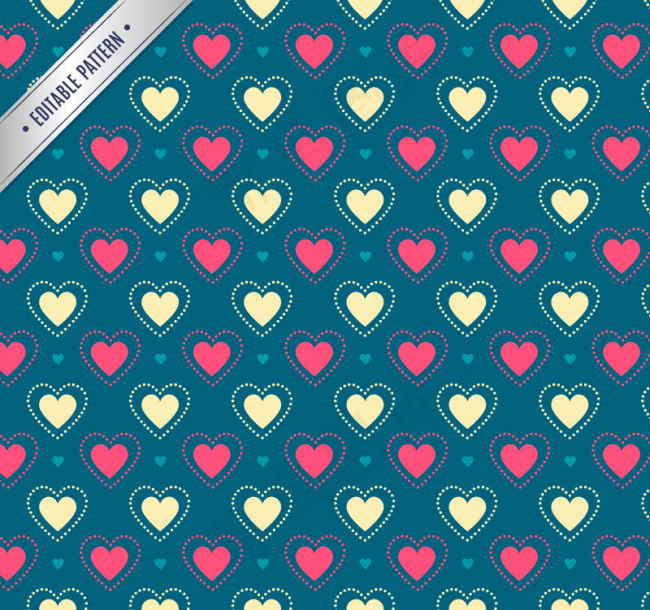 彩色爱心无缝背景