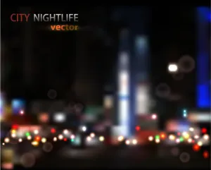 朦胧城市夜景矢量素材