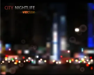 朦胧城市夜景矢量素材