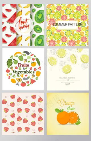 2017水果草莓西瓜柠檬蔬菜背景模板