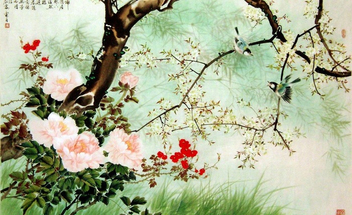 水墨花鸟图片