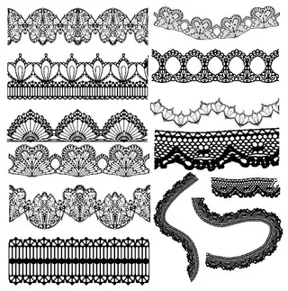 典雅的黑色花边矢量