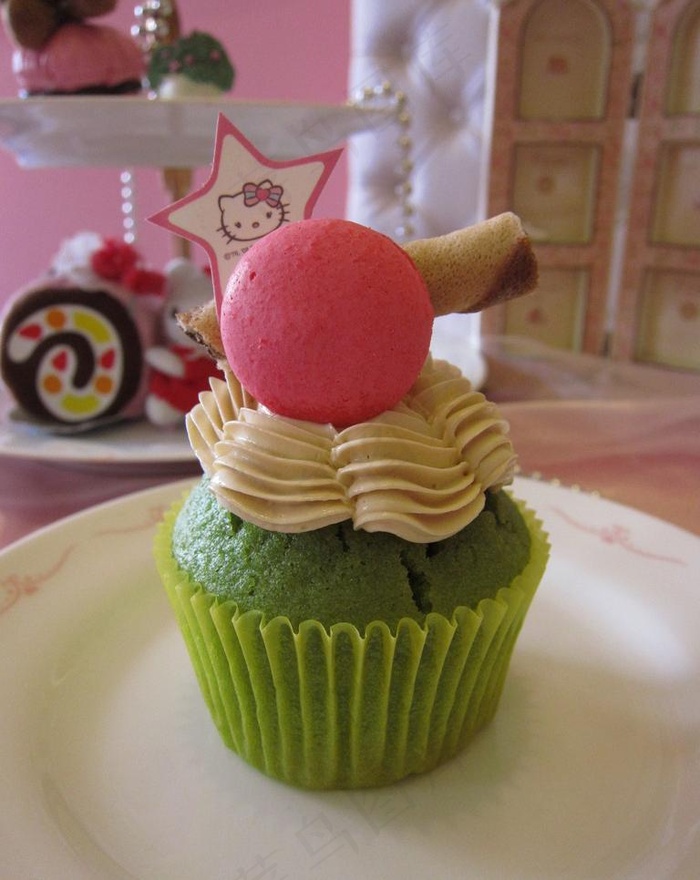 抹茶杯子蛋糕图片