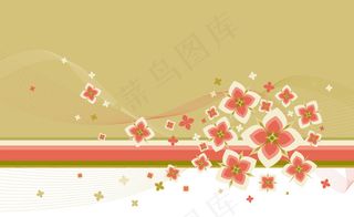 可爱花朵与时尚花纹背景