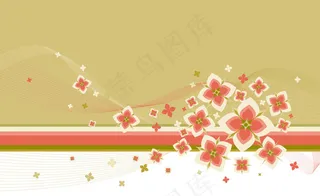 可爱花朵与时尚花纹背景