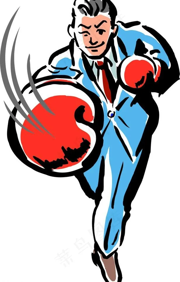 拳击 卡通运动人物图片eps,ai矢量模版下载