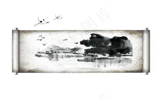 中国风画轴PSD分层素材