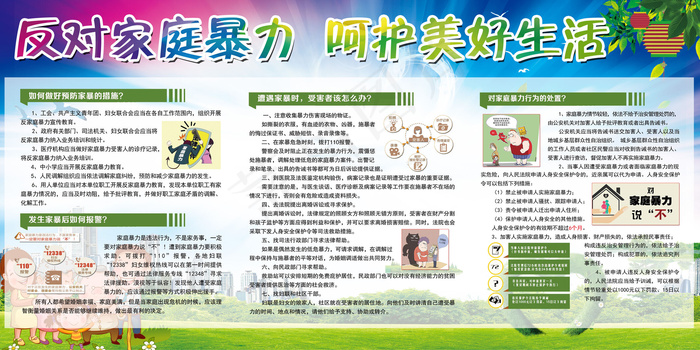 反对家庭暴力保护妇女儿童展板