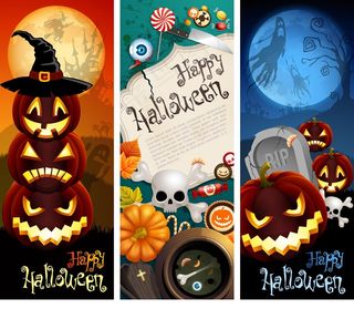 万圣节快乐节日海报矢量素材